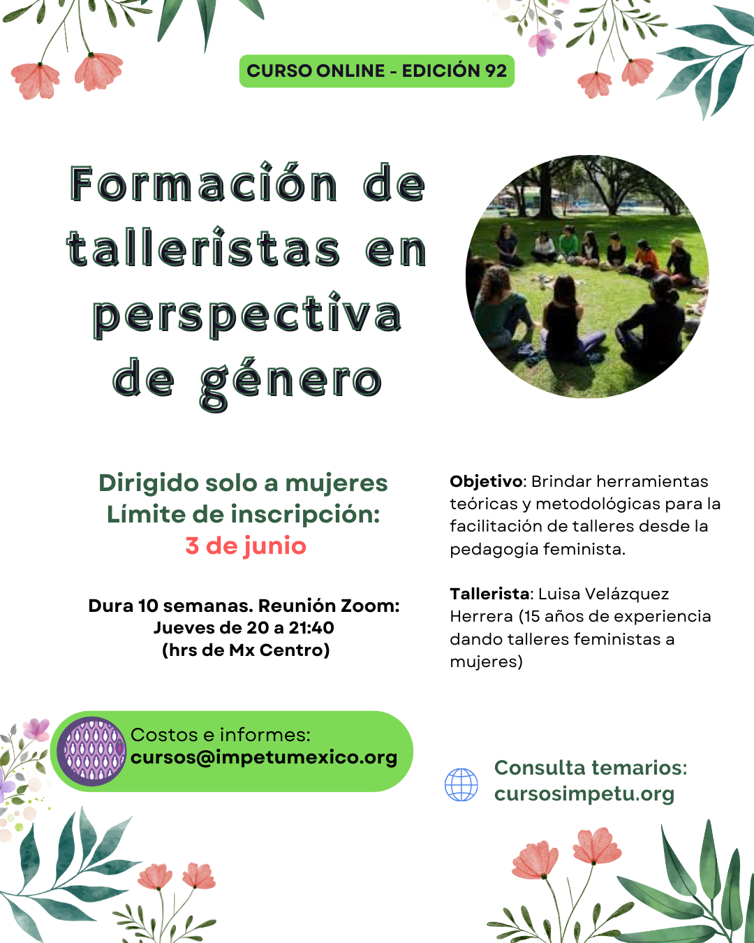Formación de talleristas en perspectiva de género – edición 92
